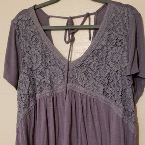 Blue lace cap sleeve